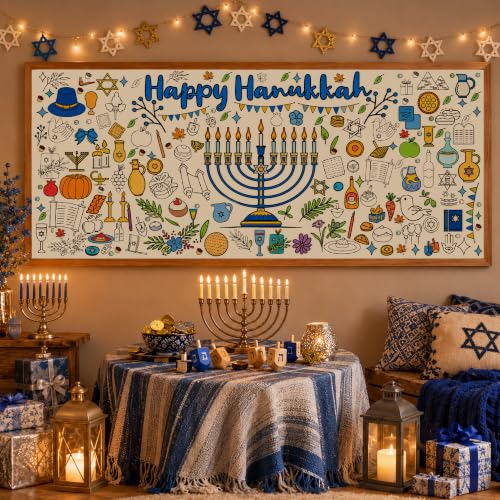 Image of OHOME Hanukkah Crafts for Kids - Hanukkah Giant Coloring Poster /Tablecloth