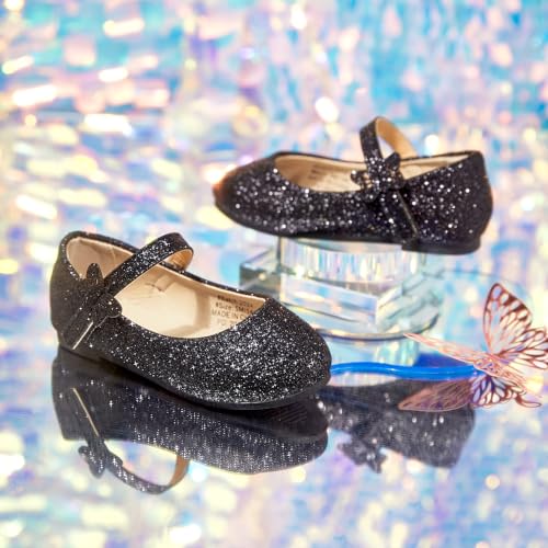Ginfive GH26 Toddler Girls Dress Shoes Little Girls Mary Janes Ballerina Flats Glitter Black Shoes Toddler 10 thumb #2