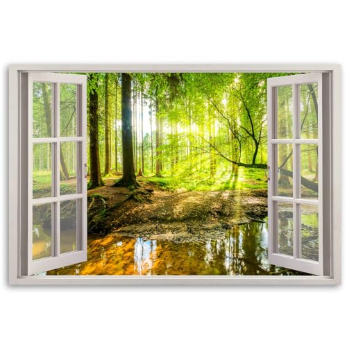 Póster de arte moderno con paisaje de bosque impreso en alta definición para decoración sutil
