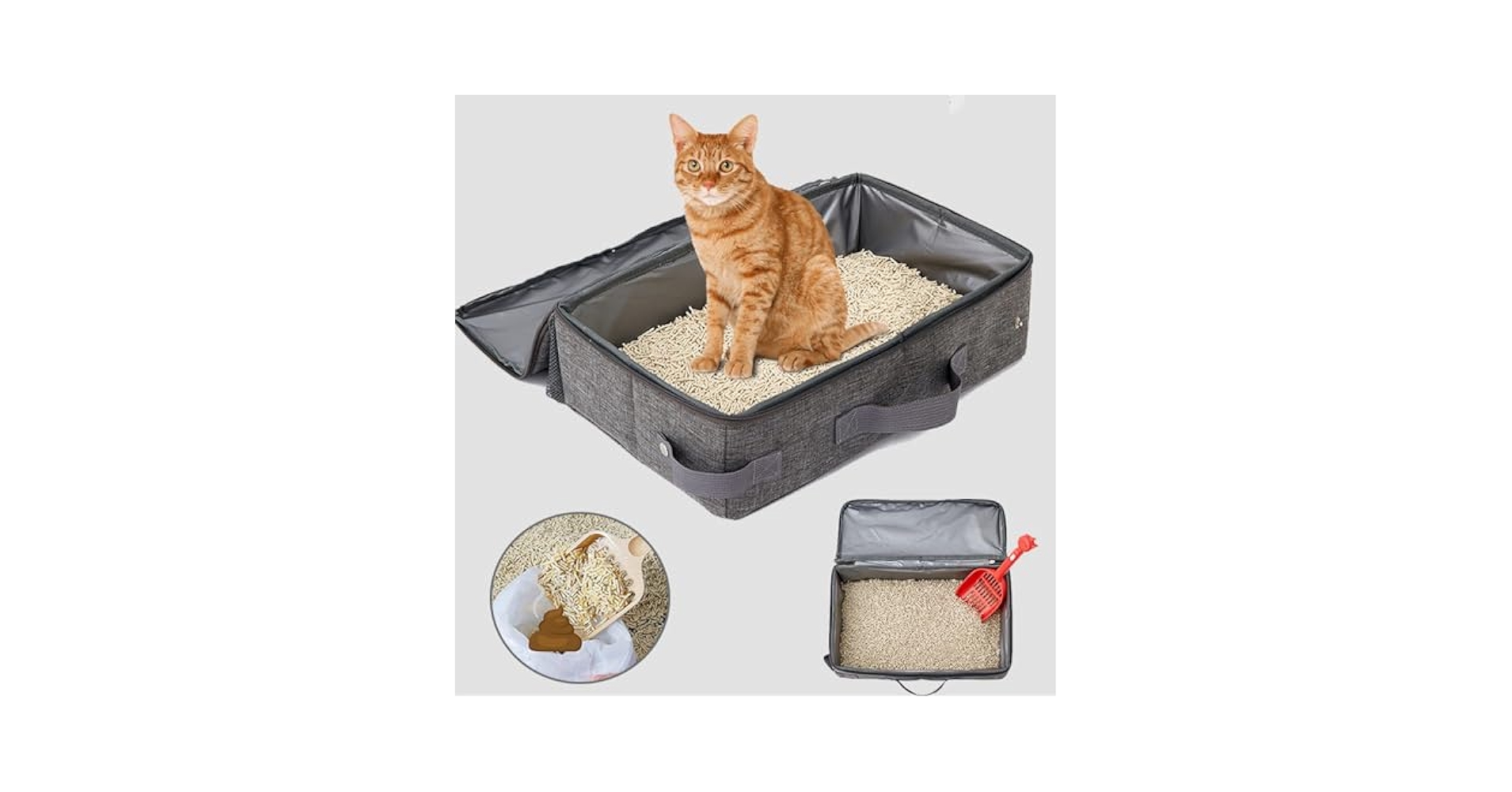 猫用トイレ　防臭　シャベル収納あり　折りたたみ式　特大ポータブルトイレ　グレー 楽天市場】猫 トイレ 折りたたみ 猫用 ポータブルトイレ 猫