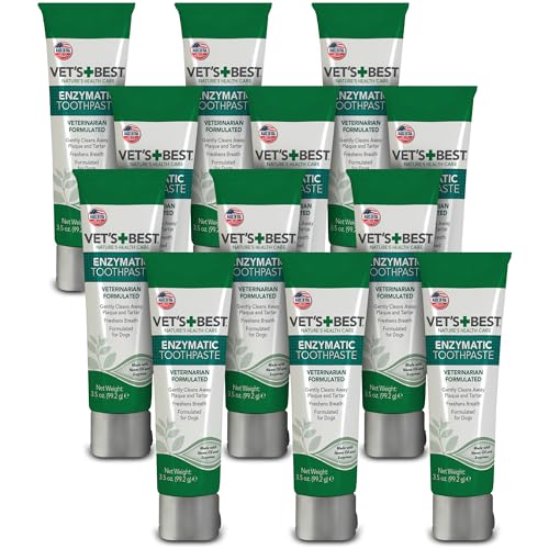 Vet's Best Enzymatic Dog Toothpaste - Teeth Cleaning and Fresh Breath Dental Care Gel - Vet Formulated - 3.5 oz Tubes (12 Pack)