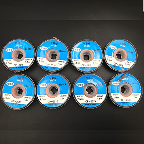 Sautop 8Pcs Solder Wicks No-Clean Solder Braided Wicks Desoldering Wicks Cp-2515,Width 2.5Mm Length 1.5 Meters #TOP1