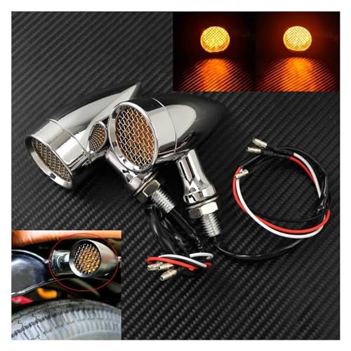 Clignotant Moto Rétro Balle LED Coque Métal Chrome Café Racer - 3