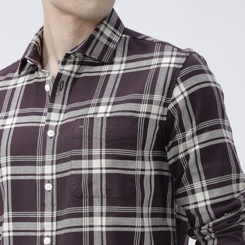 Image of BASICS 100% Cotton Checked Shirt for Men | Slim Fit | Everyday Smart Casual Wear | Full Sleeve