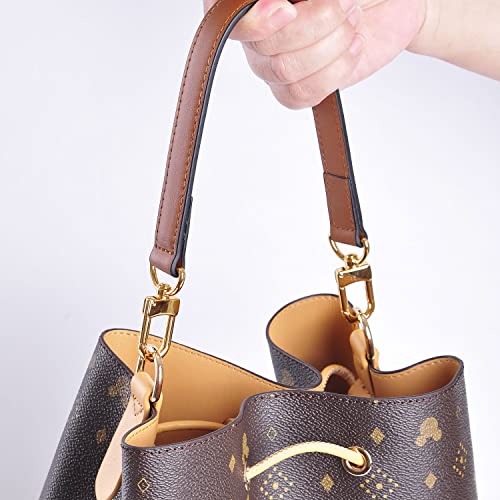 Image of Genuine Leather Plain Strap Replacement Top Handle Leather Strap for Handbag (Caramel, 26 in)
