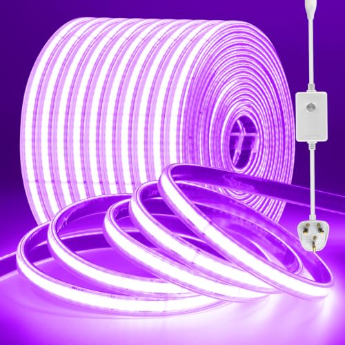 Image of GQL 220V Clear Coating COB Strip Light with Dimmer Swtich, Purple: 4m
