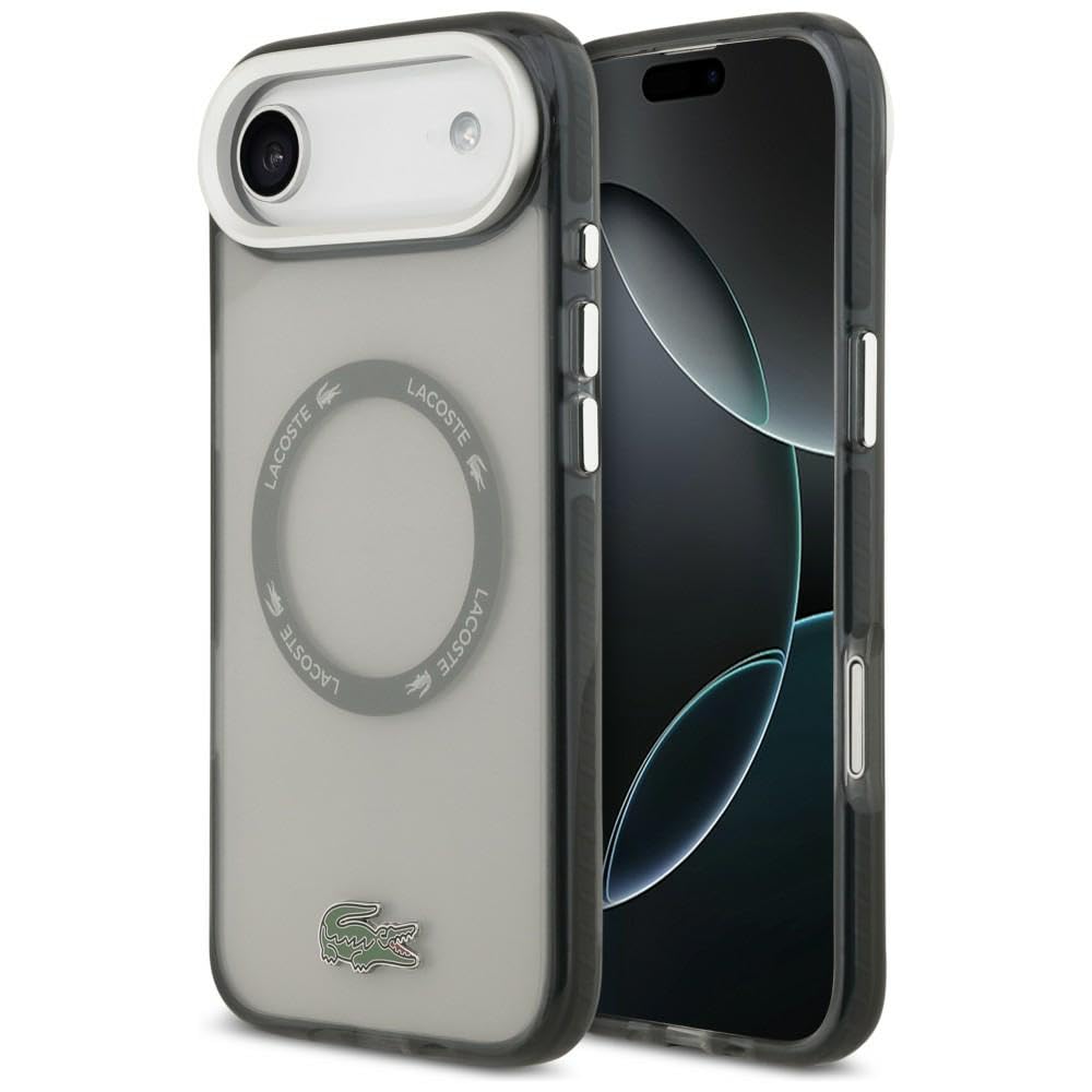 CG MOBILE Lacoste Coque anti-chocs transparente givrée compatible avec MagSafe pour iPhone Air (gris)