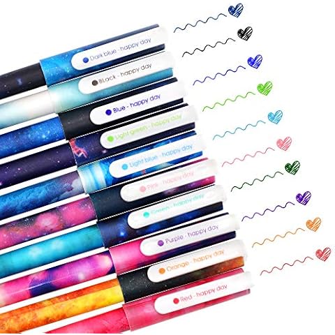 SITAKE 10 Pcs Cute Pens Kawaii Pens Fun Pens, 0.38mm Coloured Writing Gel Ballpoint Pens, Korean Japanese Stationery Sets School Supplies for Teenage Girls Women Gifts (Sky) Cover