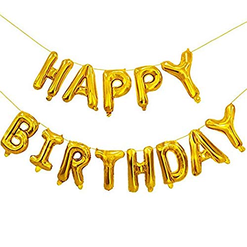 TOYXE Happy Birthday Balloons Decorations Set – 31 Pcs | 13 Golden Letter Balloons, 2 Star Foil Balloon, 4 Confetti & 12 Metallic Latex Balloons | Party Decor for Birthday Celebration - Image 5 thumbnail