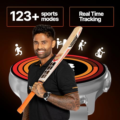 Image of CrossBeats Aura Round 1.46 inch Super AMOLED Smart Watch, Always On, Advanced AI ENC Bluetooth Calling, in-Built Games, Fast Charge, Rotating Crown, 123+ Sports Modes, 454 x 454 Pixel (Silver, Silver)