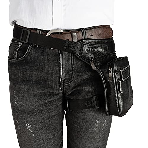 Marsupio da Gamba,Marsupio Moto Borsa a Goccia in Pelle da Uomo Borsa a Vita con Cinturino a Tracolla Borsa a Tracolla Fanny Pack Belt Hip Bum Traveling Moto Moto Messenger Borsa a Tracolla