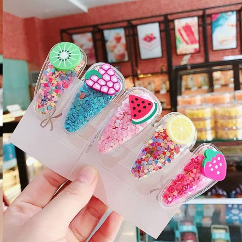 15 Pieces Snap Hair Clips For Girls Sparkle Fruit Transparent Hair Clips Quicksand Bling Sequin Hairpins Sweet Barrette Styling Accessories For Children Girls #TOP1