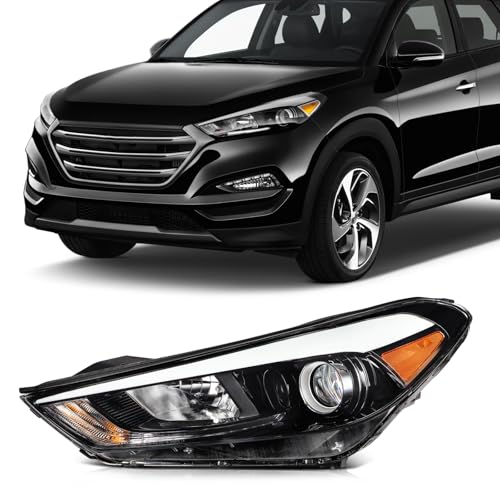 SCITOO Headlight Assembly Fit 2016-2018 For Hyundai Tucson Black Housing Amber Reflector Left Side Headlight 92101D3050 by SCITOO - Used condition - US$49.72