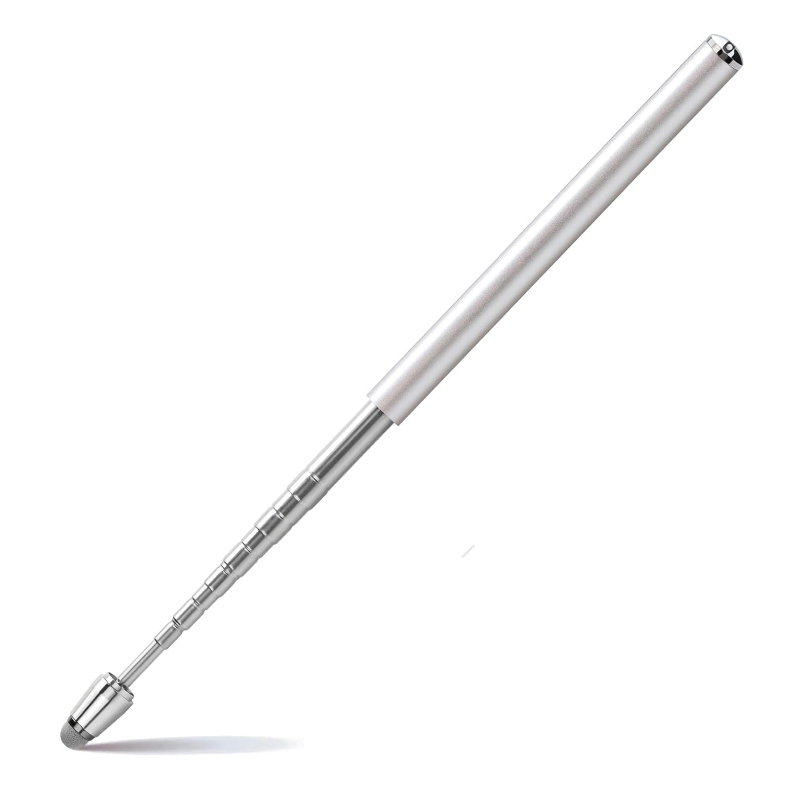 Telescoping Teachers Pointer Retractable Pointer Stick Tablet Screen Stylus Pen for Whiteboard Presentation Teaching Extends to 100cm/39" (Silver)