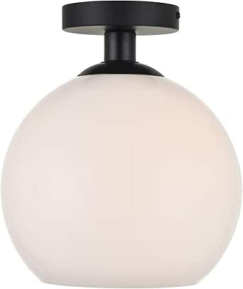 Baxter 9.8 Inch 1-Light Flush Mount in Black &amp; Frosted White
