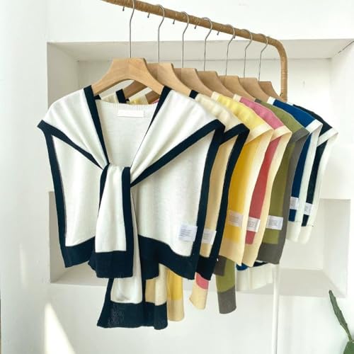 Women's Colorblock Shawl, Soft Stylish Wraps Striped Knitted Knotted Shawls, Travel Casual Wraps and Scarf Cape2