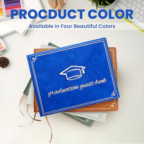 Image of Graduation Guest Book 2026 - Memory Scrapbook for College Gifts Graduation, Guest Book for Graduation Party Sign-In with Custom Message 120 Pages, 7x9 Inch Elegant Graduation Yearbook (Blue)