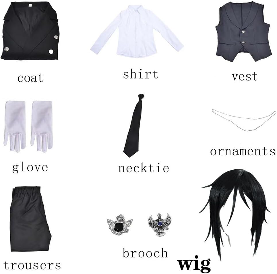 Sebastian Michaelis Cosplay Costume Sebastian Black Uniform Outfit Full Set for Men - Image 4