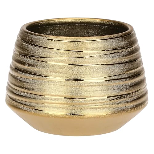 THUN - Cachepot in ceramica oro, piccolo-Ø14 cm
