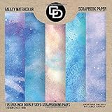 Galaxy Watercolor Scrapbook Paper (15) 8x8 Inch Double Sided Scrapbooking Pages Book Style: Crafters...