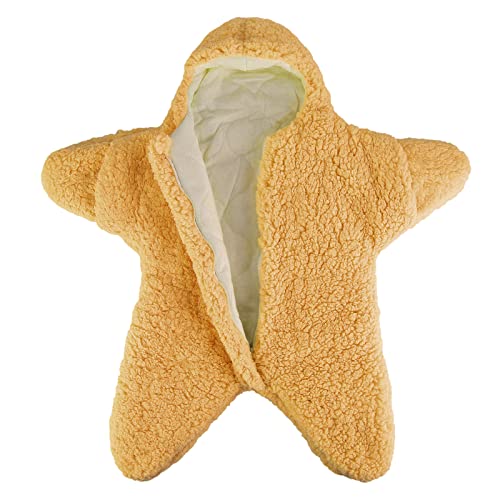 Image of Baby Wearable Sleeping Bag Baby Starfish Onesie Newborn Fleece Cashmere Cotton Snowsuit Swaddle Blanket Stroller Wrap for 2-6 Months Boys Girls (Khaki)