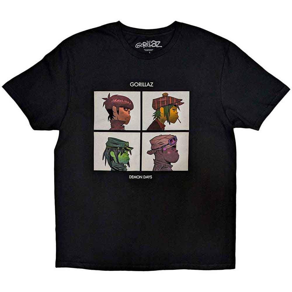 Gorillaz T-Shirt Demon Days Band Logo Tee – Official Mens Black S