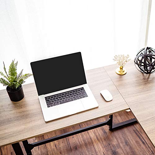 Viewee L-Shaped Computer Desk 50.4\'\' Gaming PC Table Home Office Writing Desk with Cork Fixed Footrest Structure Corner Desk, 2-Piece, Brown