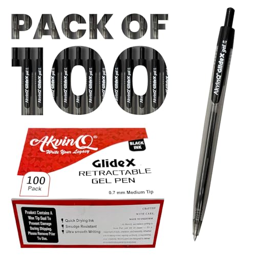 Bolígrafos retractiles de tinta gel negra AKVINQ x100