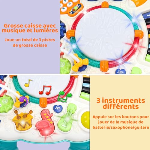 Jouet Bebe 1 an - Table Activité Bébé 6 en 1 Jouet Enfant Jeux Bebe 1 2 3 Ans Fille Garçon Table d'Activité Musicale Bebe Jouet Eveil Éducatif Cadeau pour Noel Enfant – Image 6