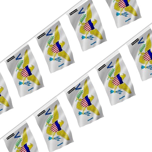 Guirlande drapeau Îles Vierges des États-Unis 14x21cm fanion décoration festive antillaise