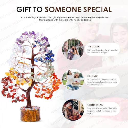 Image of Seven Chakra Crystal Tree of Life Money Bonsai Birthday Gifts for Women
