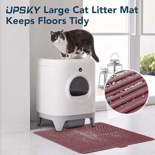 UPSKY Large Cat Litter Mat 31" x 24 Waterproof and Washable, Soft on Paws | Litter Catcher Pad, Cat Litter Trapping Mat, Scatter Control, Fits Most Litter Boxes, Use for Dogs & Cats, Red - Image 8