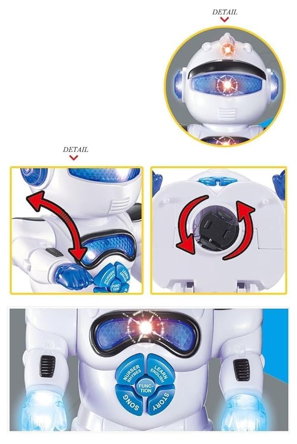 COSMOBABY Premium Intelligent Learning Dancing Robot Toy Vehicle with Lights,Music for Kid|Boys|Girls, White, +3Yrs. - Image 6 thumbnail