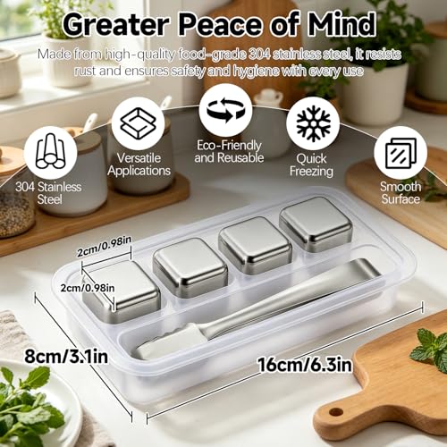 Set de cubos de acero inoxidable para hielo 4 piezas miniatura 3