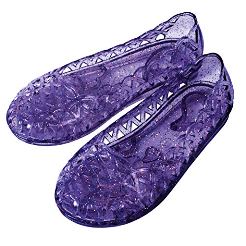 Del Sol Girls Color-Changing Flat Ballet Jellies Shoes with Cute Heart Sole