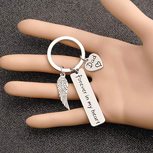 Bobauna Memorial Keychain With Angel Wing Charm Remembrance Sympathy Gift(Forever Dad Keychain) #TOP4