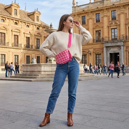 Image of Womens Crossbody Bag, Spacious Nylon Bum Bag Trendy Shoulder Purse with Adjustable Strap Zipped Travel Essentials