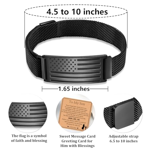 Pulsera para hombre con bandera americana acero inoxidable miniatura 5