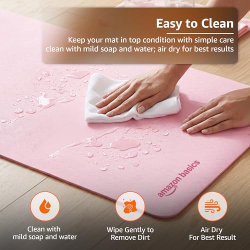 Image of Amazon Basics TPE Yoga & Exercise Mat | 6 mm Thick | Non-Slip Grippy Surface | Lightweight & Durable Rubber-Like Material | Floor Protection | Ideal for Yoga, Pilates, Stretching & Fitness | 180 x 61 cm | Pink