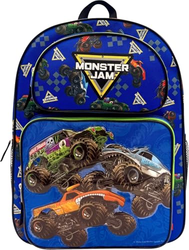 Fast Forward Kids Licensed 16 Monster Jam Cargo Backpack - Large School Backpack with Multiple Pockets