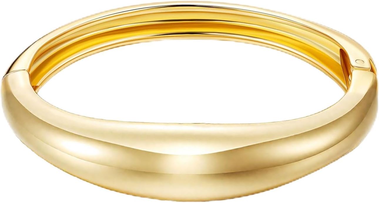 Chunky Gold Cuff Bangle Bracelets for Women Trendy Hinged Cuff Open Wide Chunky Bracelet Irregular Minimalist Bangle Jewelry (Gold Style)