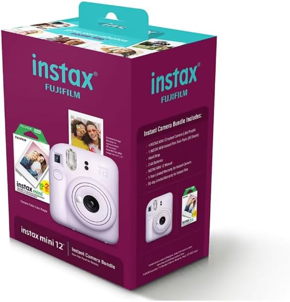 Miniatura 2 de Fujifilm Instax Mini 12 - Cámara instantánea con película adicional, 20 hojas, color lila (morado)