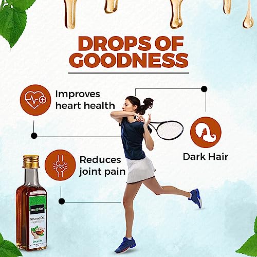 Image of nutndiet Cold Pressed Sesame Oi (100% Cold Pressed (Kacchi Ghani) usingCold press Kolhu /Chekku) (Til ka Tel | तिल का तेल |Ellenne | ಎಳ್ಳೆಣ್ಣೆ) | Can (500ml)