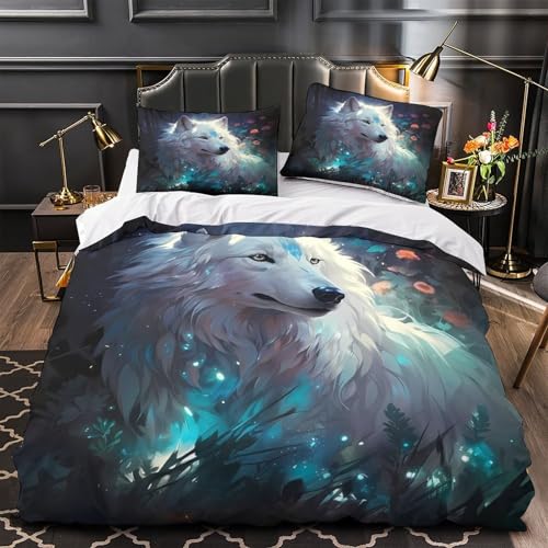 Housse de couette 140x200cm MagicalForestArt WhiteWolfFantasy - 2