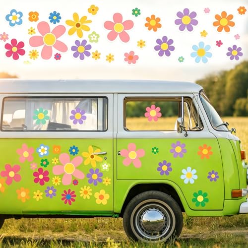 xolear 88 Pcs Stickers Fleurs Voiture, Stickers Voiture Style Floral Etanche, Autocollant Fleur Convient pour Fenêtres, Carrosseries de Voitures, Murs,...