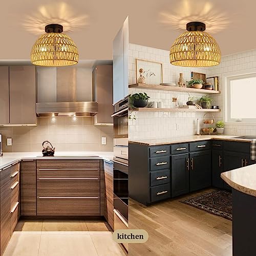 Wvsrbyr Boho Semi Flush Mount Ceiling Light, Handmade Semi Flush Mount Ceiling Light Fixtures, Boho Ceiling Light Fixture For Bedroom, Corridor, Hallway, Entryway, Nursery, Kitchen #TOP4