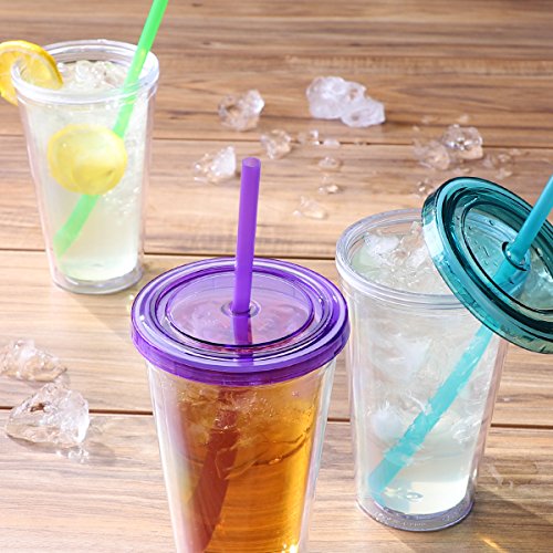 Cupture 12 Insulated Double Wall Tumbler Cup With Lid, Reusable Straw & Hello Name Tags, Colors May Vary #TOP5