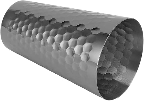 Vaso de cerveza, seguro para lavavajillas, martillado, de acero inoxidable, elegante, multiusos para café (chapado en negro)