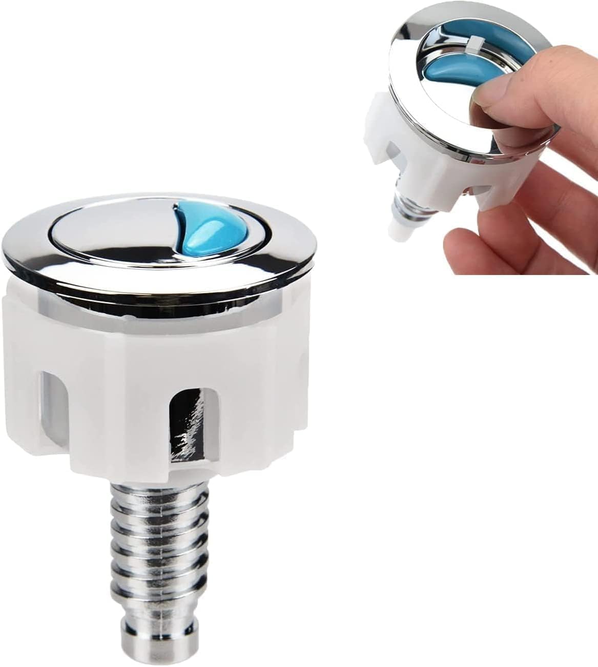 1Pcs Toilet Flush Button, Round Head Dual Toilet Push Button, Cistern Flush Replacement, Toilet Push Button Flush Replacement Compatible with Ideal Cistern Tank Toilet Flush System