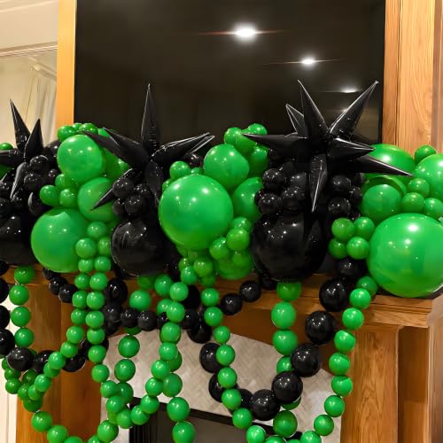 Image of Black Green Link Balloons,120Pcs 6Inch Black and Green Latex Linking Balloons for Birthday Baby Shower Wedding Anniversary Graduation Party Decorations